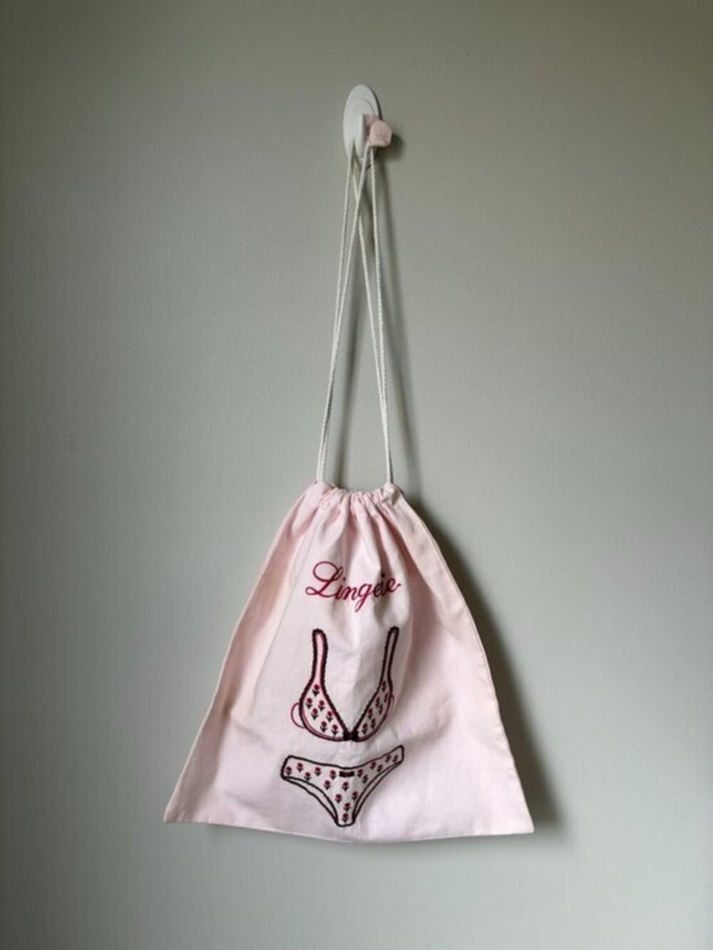Vintage Lingerie Light Pink Drawstring Bag